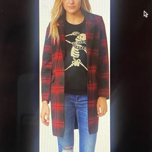 Eleven Paris Red Plaid Overcoat, size S